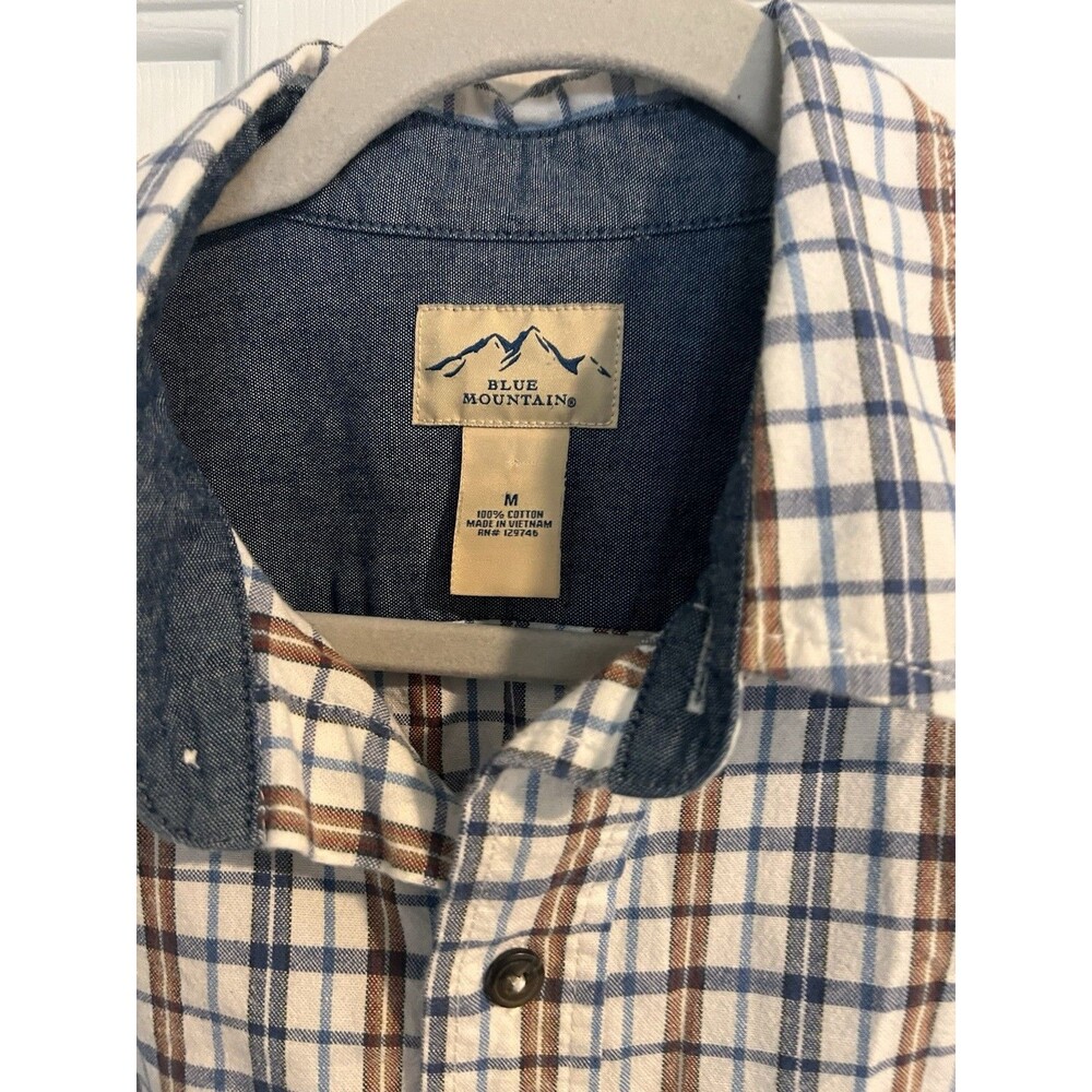 Blue Mountain Mens Cotton Flannel Blue Green Plaid Long Sleeve Shirt XL_RTW